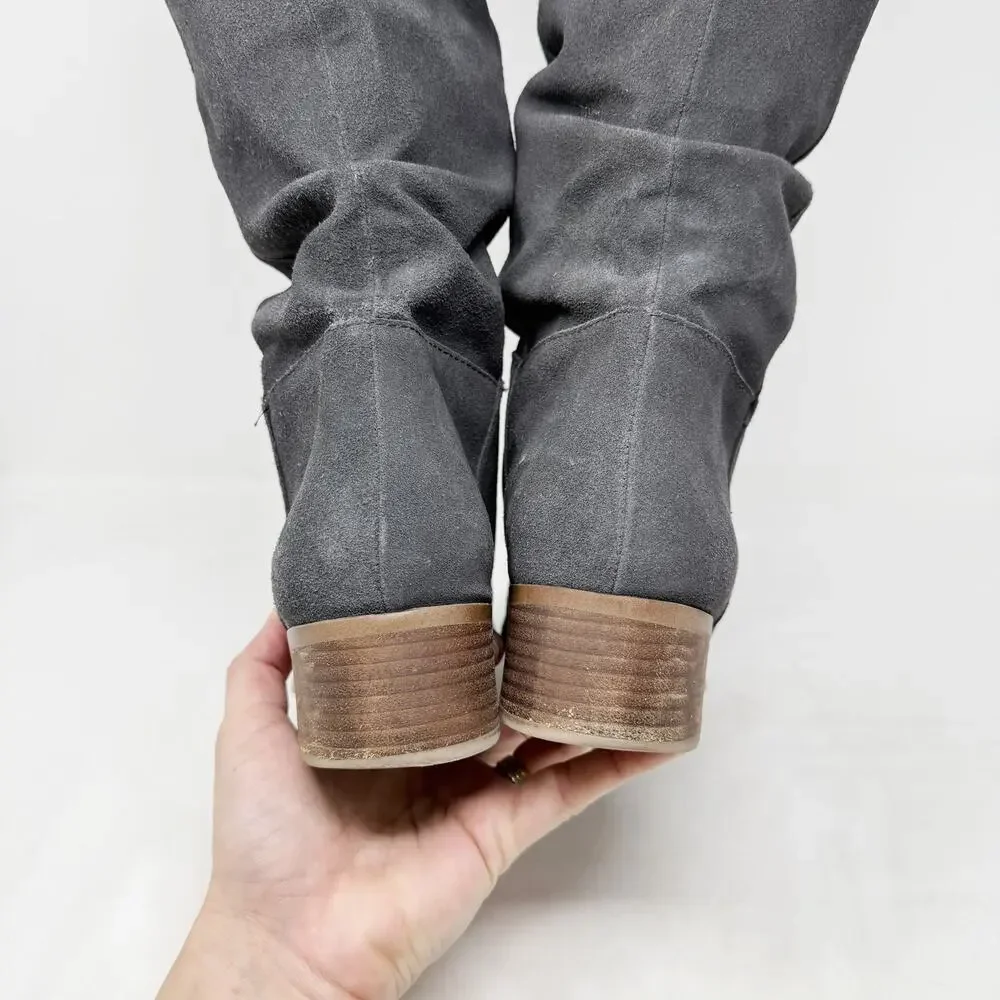[Steve Madden] Gray Pondrosa Suede Leather Tall Knee High Slouchy Boots Size 9